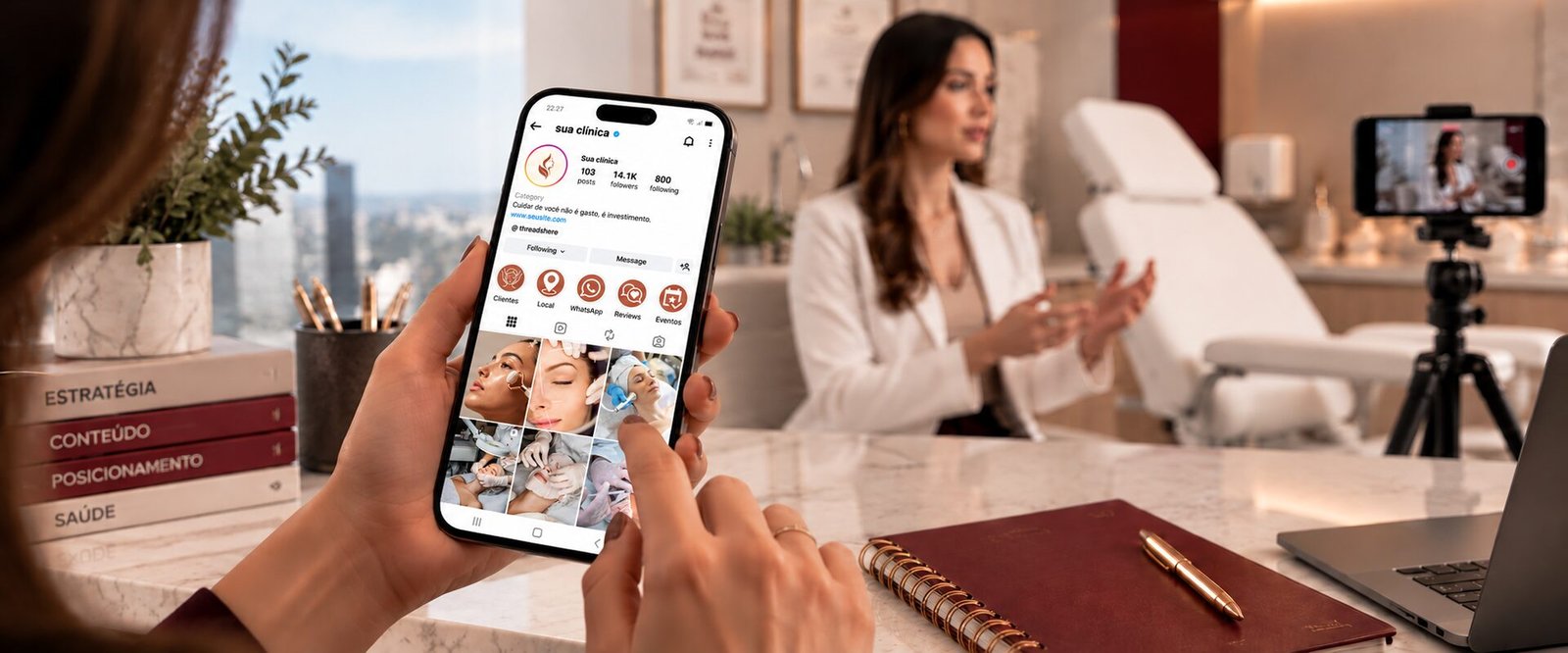 Produção de conteúdo e gravação de vídeo para clínica